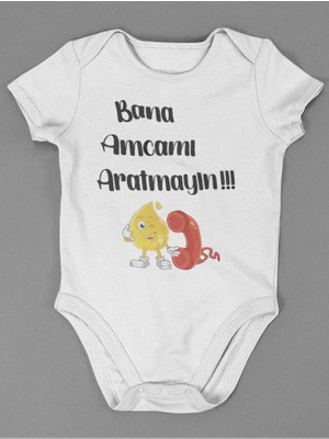 Sevbano Bana Amcamı Aratmayın ! Yazılı Pamuklu Yumuşak Unisex Çıtçıtlı Body Zıbın