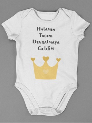 Sevbano Halamın Tacını Devralmaya Geldim ! Yazılı Pamuklu Yumuşak Unisex Çıtçıtlı Body Zıbın