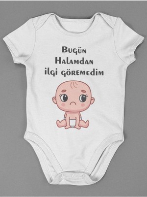 Sevbano Bugün Halamdan Ilgi Göremedim ! Yazılı Pamuklu Yumuşak Unisex Çıtçıtlı Body Zıbın