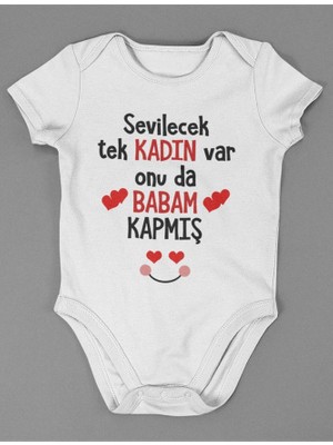 Sevbano Sevilecek Tek Kadını Babam Kapmış ! Yazılı Pamuklu Yumuşak Unisex Çıtçıtlı Body Zıbın