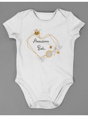 Sevbano Annesinin Balı ! Yazılı Pamuklu Yumuşak Unisex Çıtçıtlı Body Zıbın