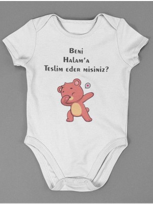 Sevbano Beni Halam'a Teslim Eder Misiniz ? Yazılı Pamuklu Yumuşak Unisex Çıtçıtlı Body Zıbın
