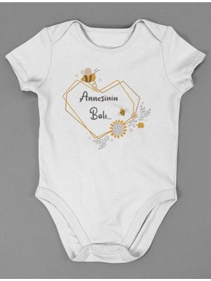 Sevbano Annesinin Balı ! Yazılı Pamuklu Yumuşak Unisex Çıtçıtlı Body Zıbın