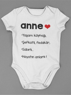 Sevbano Tasarım Anne ! Yazılı Pamuklu Yumuşak Unisex Çıtçıtlı Body Zıbın