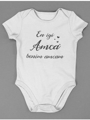 Sevbano En Iyi Amca Benim Amcam ! Yazılı Pamuklu Yumuşak Unisex Çıtçıtlı Body Zıbın