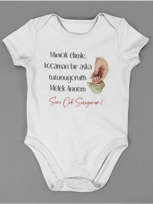 Sevbano Melek Annem Seni Çok Seviyorum ! Yazılı Pamuklu Yumuşak Unisex Çıtçıtlı Body Zıbın