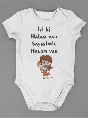 Sevbano Iyi Ki Halam Var Sayesinde Havam Var ! Yazılı Pamuklu Yumuşak Unisex Çıtçıtlı Body Zıbın