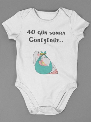 Sevbano 40 Gün Sonra Konuşuruz ! Yazılı Pamuklu Yumuşak Unisex Çıtçıtlı Body Zıbın