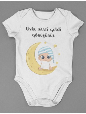 Sevbano Uyku Saati Geldi Görüşürüz ! Yazılı Pamuklu Yumuşak Unisex Çıtçıtlı Body Zıbın