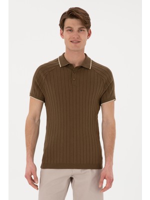 U.S. Polo Assn. Erkek Slim Fit Bisiklet Yaka Haki Tişört 50306481-VR027