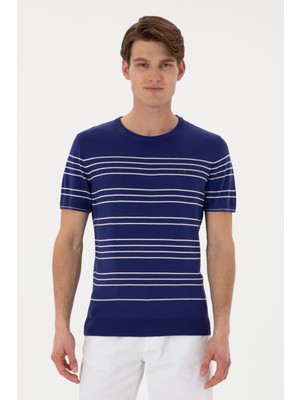 U.S. Polo Assn. Erkek Slim Fit Bisiklet Yaka Açık Lacivert Tişört 50299396-VR059