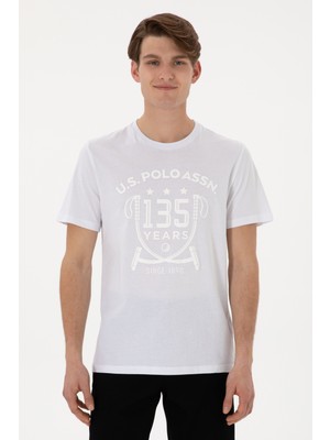 U.S. Polo Assn. Erkek Regular Fit Bisiklet Yaka Beyaz Tişört 50300047-VR013