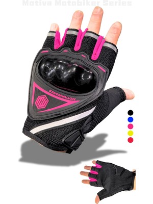 Motiva Pembe Kısa Yarım Parmak Kadın Motosiklet Eldiveni MW120P