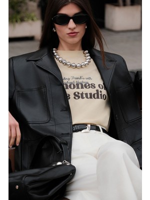 Retro Deri Ceket Siyah