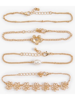 Koton Çiçek ve Inci Detaylı Bileklik Seti