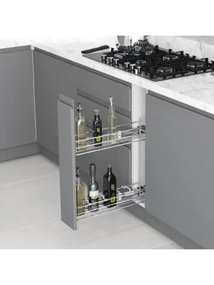 2211 Yandan Teleskopik Raylı Şişelik Frenli Krom Modül 15CM (S-2211-C)