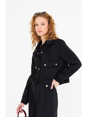 Cepli Çıtçıtlı Süet Ceket