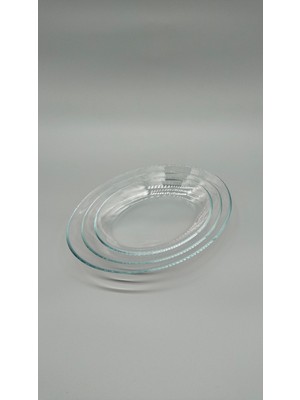 Paşabahçe 3'lü Servis Tabak Takımı Şeffaf Cam Malzeme Oval Şekil 290 mm 220 mm 250 mm