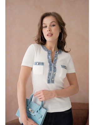 Kot Kumaşlı Basic T-Shirt