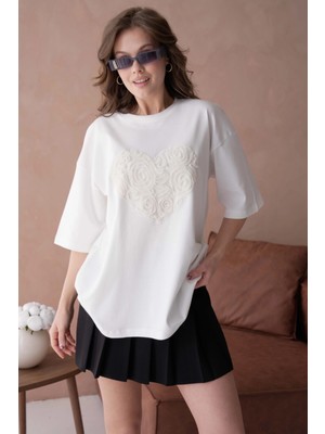 Tül Detaylı Salaş T-Shirt