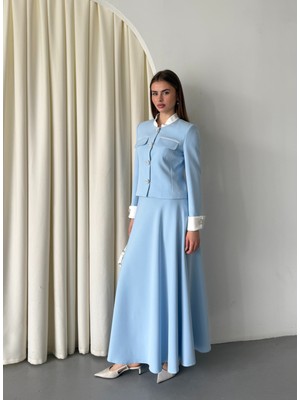 Zirkon Taş Detaylı Vintage Kadın Takım