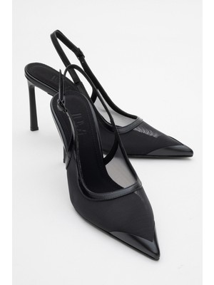 Venas Siyah Fileli Kadın Yüksek Topuklu Ayakkabı
