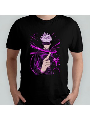 Pixxa Jujutsu Kaisen Satoru Gojo Unisex %100 Pamuklu Bisiklet Yaka T-Shirt Model 14