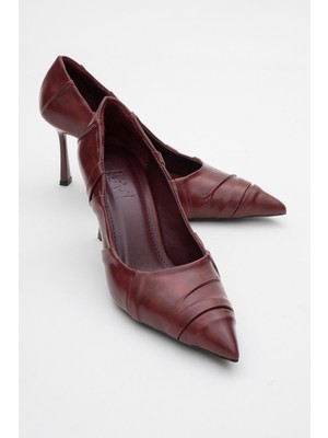 Anly Bordo Cilt Kadın Ince Topuklu Ayakkabı