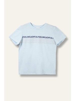Erkek Bebek Baskılı T-Shirt - Açık Mavi