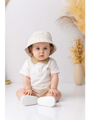 Erkek  Bebek Polo Yaka  T-Shirt - Ekru