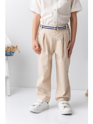 Erkek Bebek Kemerli Gabardin Pantolon - Taş Rengi