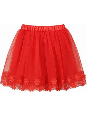 Beli Lastikli Tüllü Çiçekli Kız Çoçuk Etek 6997