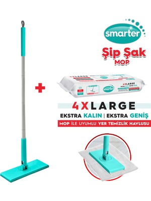 Smarter Şip Şak Mop + Yer Havlusu Otomatik El Değmeden Tüm Bezlerle Uyumlu Temizlik Seti Paspas
