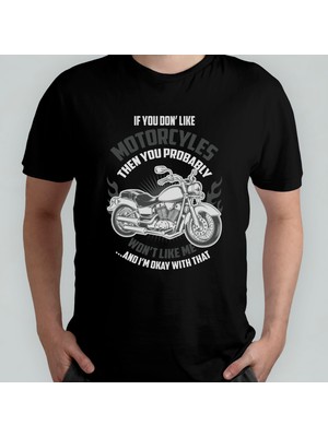 Pixxa Motorcu Motosiklet Sever Unisex %100 Pamuklu Bisiklet Yaka T-Shirt Model 3