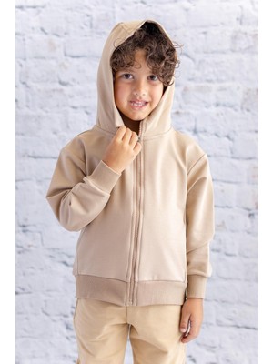 Unisex Çocuk Basic Kapüşonlu Ceket - Bej
