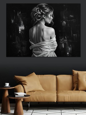 Gölgede Sırtı Dönük Kadın Dekoratif Kanvas - Mdf Ahşap Tablo