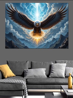Yükselen Kartal Güçlü Işık Dekoratif Kanvas - Mdf Ahşap Tablo