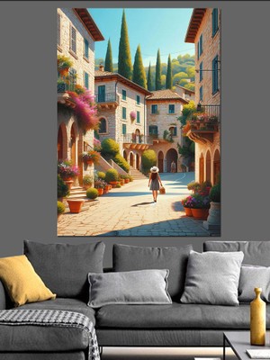 Akdeniz Sokak Dekoratif Kanvas - Mdf Ahşap Tablo