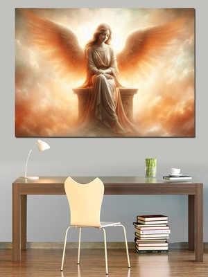 Alevli Kanatlı Melek Figürü Dekoratif Kanvas - Mdf Ahşap Tablo