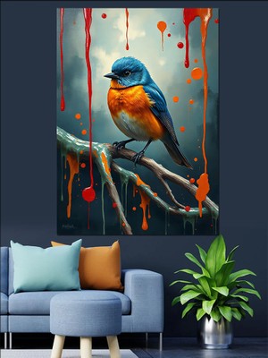 Renkli Kuş Sanatı Dekoratif Kanvas - Mdf Ahşap Tablo