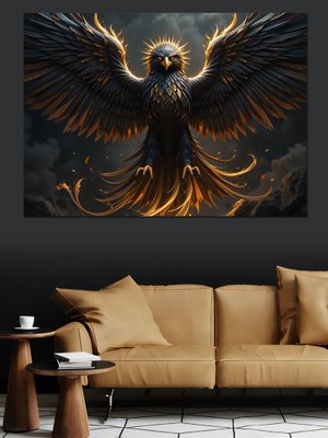 Karanlıkta Yükselen Kara Kartal Dekoratif Kanvas - Mdf Ahşap Tablo