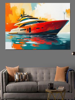 Renkli Lüks Yat Dekoratif Kanvas - Mdf Ahşap Tablo
