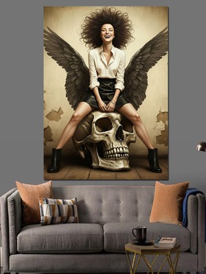 Kanatlı Melek Dekoratif Kanvas - Mdf Ahşap Tablo