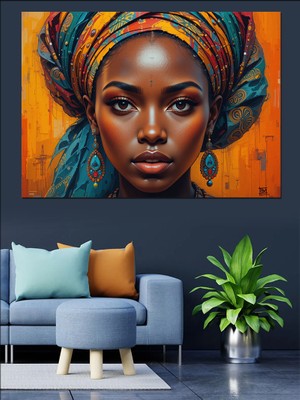 Etnik Desenli Güçlü Kadın Dekoratif Kanvas - Mdf Ahşap Tablo