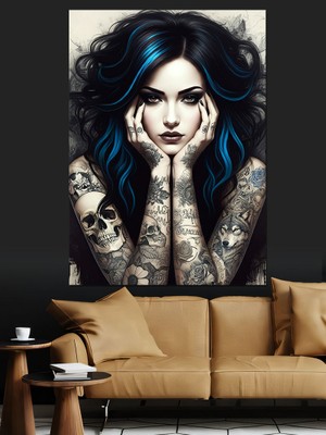 Renkli Kadın Dekoratif Kanvas - Mdf Ahşap Tablo