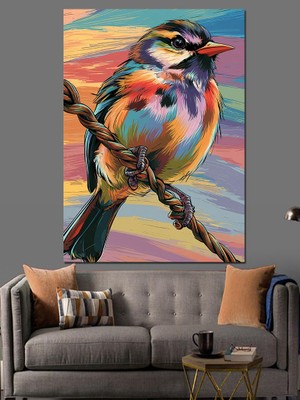Renkli Kuş Dekoratif Kanvas - Mdf Ahşap Tablo