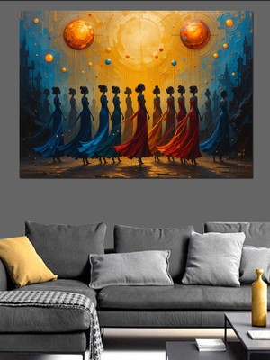 Dans Eden Renkli Insanlar Dekoratif Kanvas - Mdf Ahşap Tablo