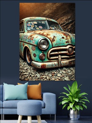 Vintage Araba Sanatı Dekoratif Kanvas - Mdf Ahşap Tablo