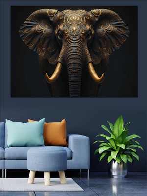 Görkemli Fil Portresi Dekoratif Kanvas - Mdf Ahşap Tablo