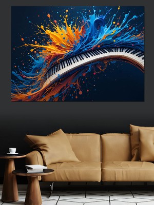 Renk Patlamalı Piyano Tuşları Dekoratif Kanvas - Mdf Ahşap Tablo
